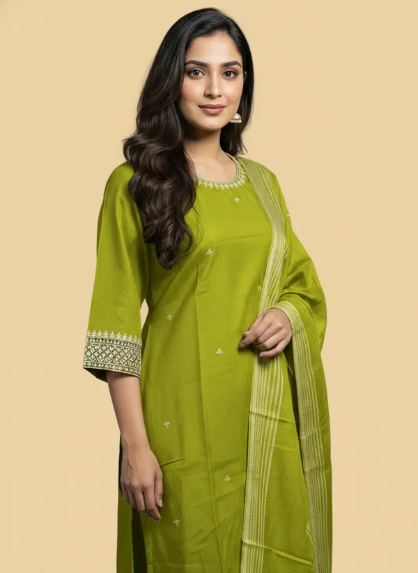 Parrot_Green_Printed_Kurta_Set_For_Women