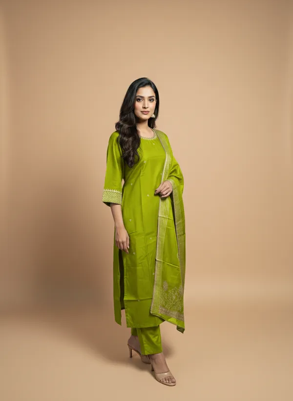 Parrot_Green_Printed_Kurta_Set_For_Women