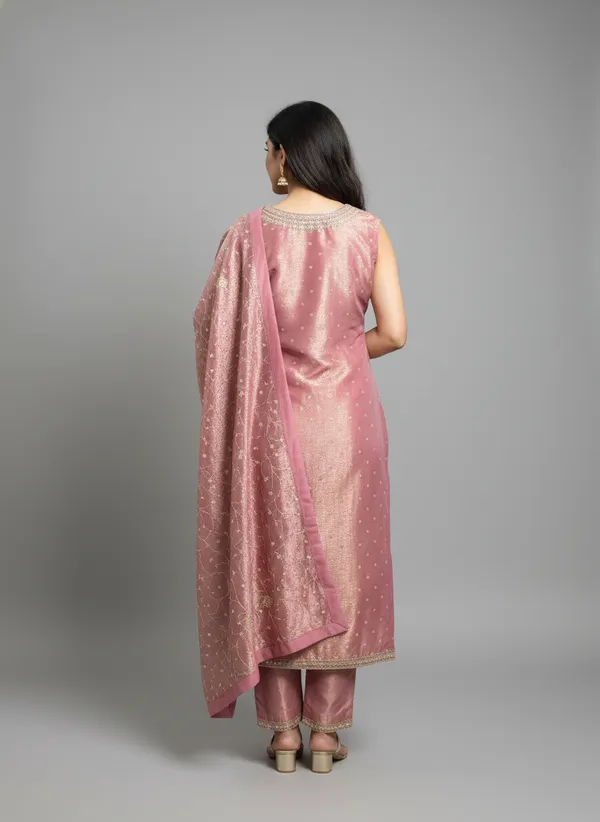 Nut_Brown_Silk_Churidar_Set_For_Women