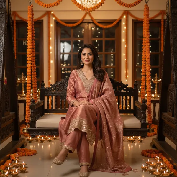Nut_Brown_Silk_Churidar_Set_For_Women