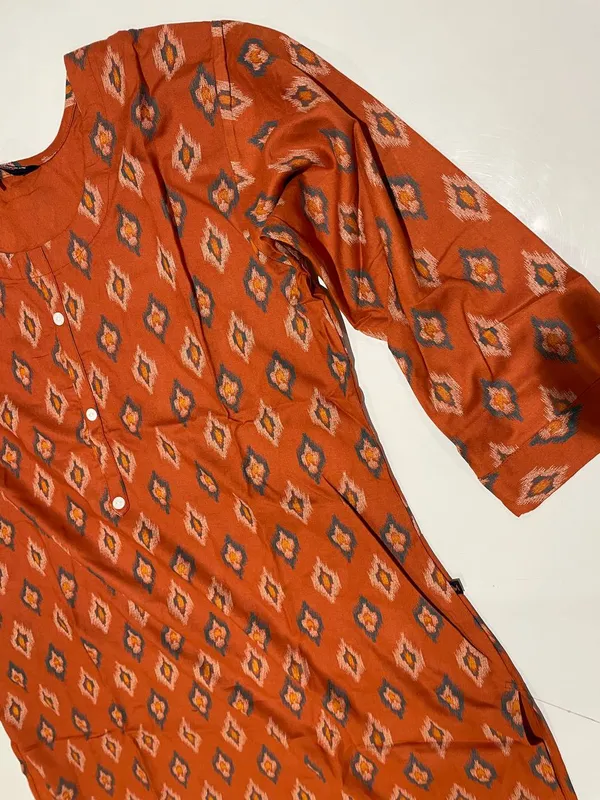 Orange_cotton_Kurti_single__Printed_For_Women