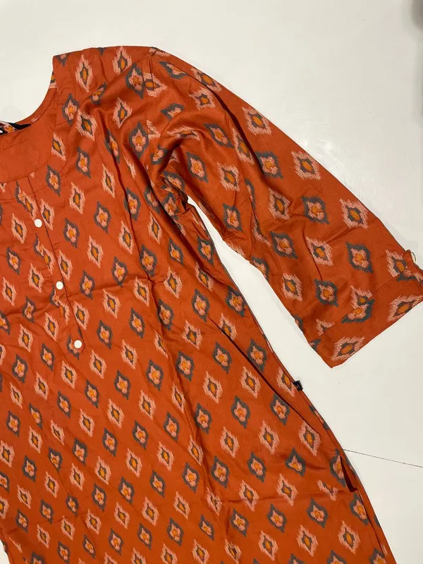 Orange_cotton_Kurti_single__Printed_For_Women