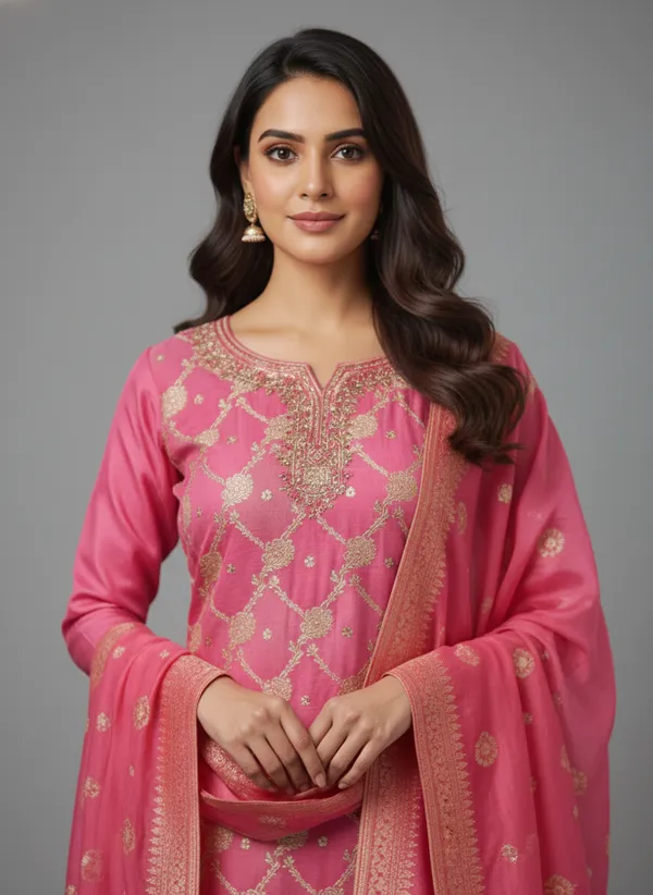 Dark_pink_Embroidered_Straight_Suit