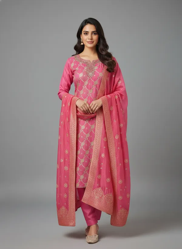 Dark_pink_Embroidered_Straight_Suit