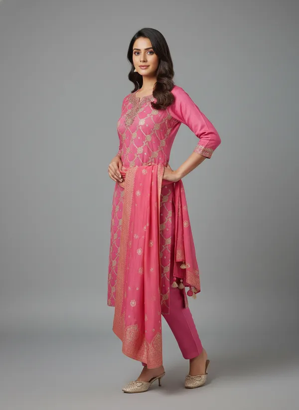 Dark_pink_Embroidered_Straight_Suit