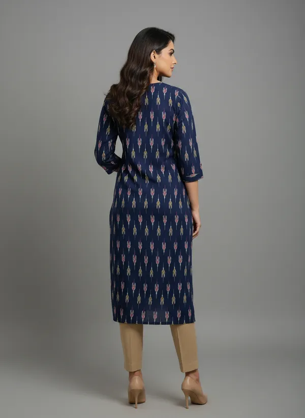 Navy_Blue_Rayon_Printed_Kurti_For_Women