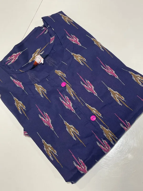 Navy_Blue_Rayon_Printed_Kurti_For_Women