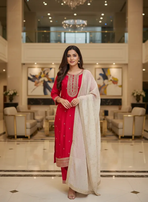 Red_Silk_Churidar_Set_For_Women