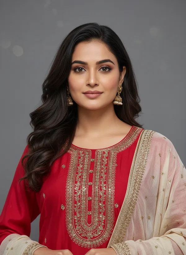 Red_Silk_Churidar_Set_For_Women