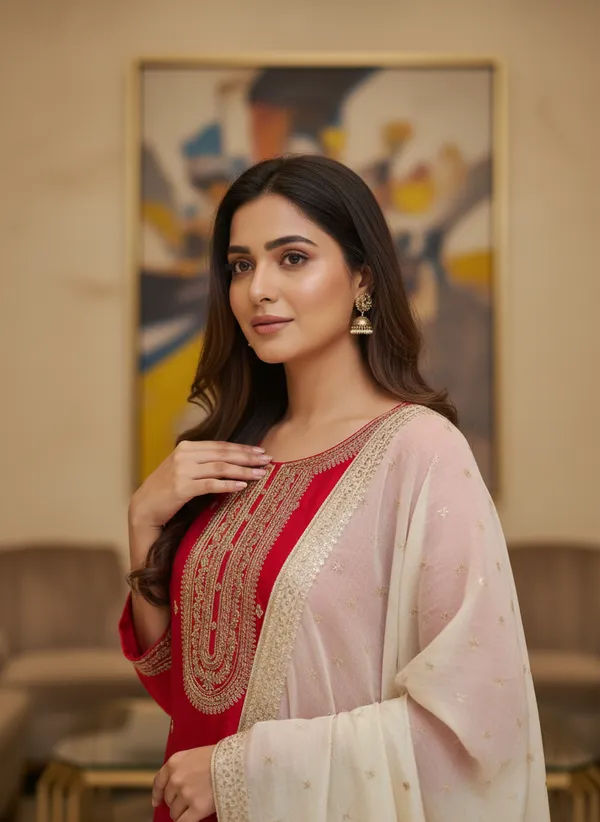 Red_Silk_Churidar_Set_For_Women