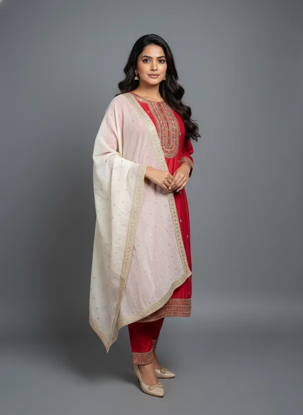 Red_Silk_Churidar_Set_For_Women