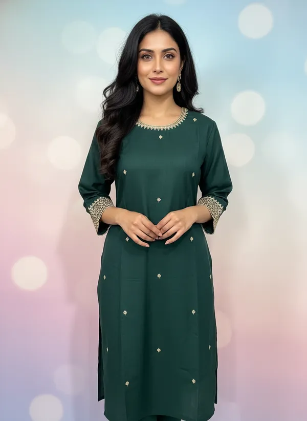Dark_Green_Silk_Kurta_Set_With_Dupatta_For_Women