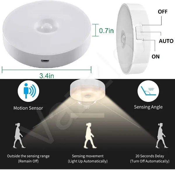 White_Usb_Charging_Wireless_Self_Adhesive_Led_Body_Induction_Lamp_Sensor_Light_Pack_of_2
