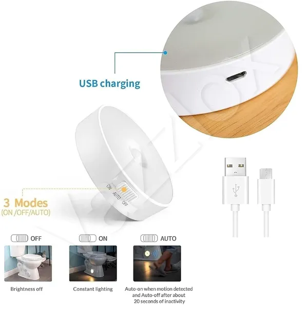 White_Usb_Charging_Wireless_Self_Adhesive_Led_Body_Induction_Lamp_Sensor_Light_Pack_of_2