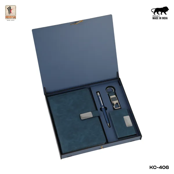 Blue_Personalized_Diary_And_Pen_And_Card_Holder_And_Keychain_As_Corporate_Gift_Set_For_Business_Gifting