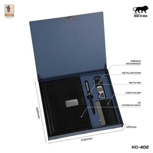 Black_Personalized_Diary_And_Pen_And_Card_Holder_And_Keychain_As_Corporate_Gift_Set_For_Business_Gifting