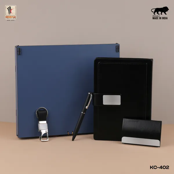 Black_Personalized_Diary_And_Pen_And_Card_Holder_And_Keychain_As_Corporate_Gift_Set_For_Business_Gifting