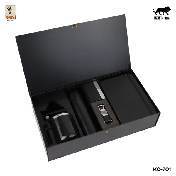 Black_Personalised_Diary_And_Card_Holder_And_Keychain_And_Pen_And_Mobile_Stand_And_Stainless_Steel_Mug_And_Temp_Bottle_As_Personalized_Gift_For_Luxury_Corporate_Gifting