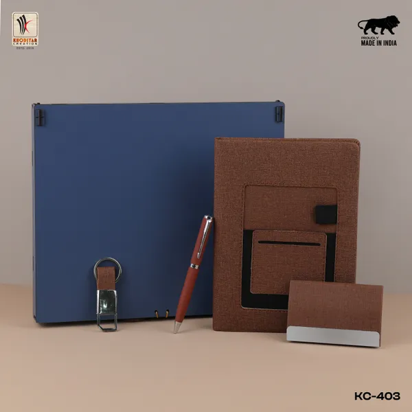 Brown_Personalized_Diary_And_Pen_And_Card_Holder_And_Keychain_As_Corporate_Gift_Set_For_Business_Gifting