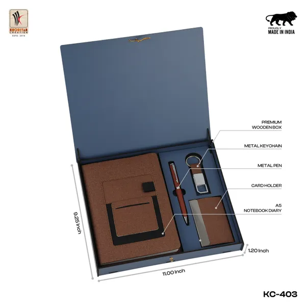 Brown_Personalized_Diary_And_Pen_And_Card_Holder_And_Keychain_As_Corporate_Gift_Set_For_Business_Gifting