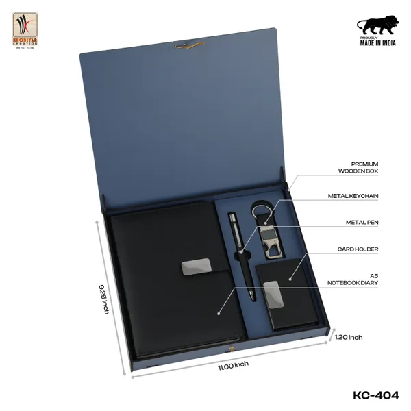 Black_Personalized_Diary_And_Pen_And_Card_Holder_And_Keychain_As_Corporate_Gift_Set_For_Business_Gifting