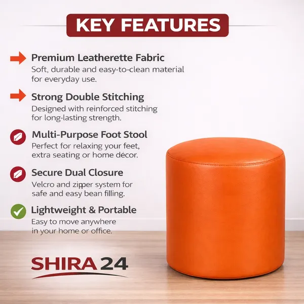 Orange_Foot_Stool_Bean_Bag_Cover_Without_Beans