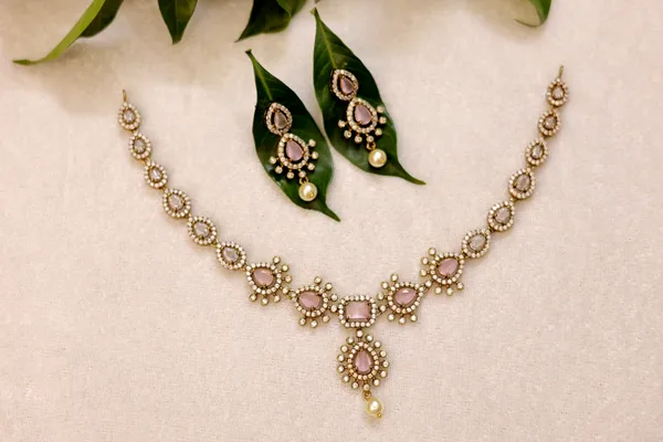 Baby_Pink_Premium_Necklace_With_Earrings_For_Women