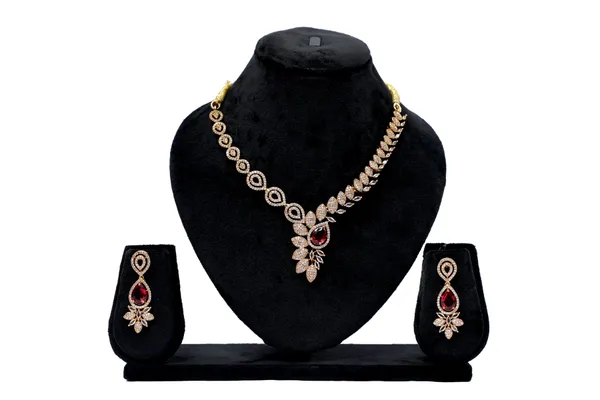 Gorgeous_Leaf_Pattern_Rhodium_Gold_Plated_Party_Wear_Necklace_Set_With_American_Diamond_Stones