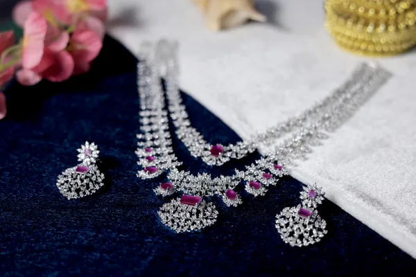 Multi_Layer_American_Diamond_Long_Haram_Necklace_Set_For_Women