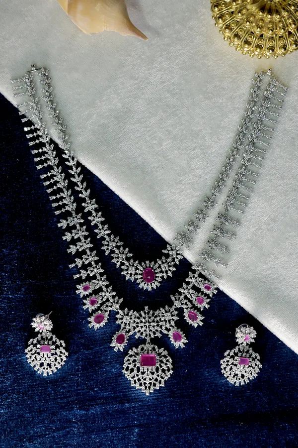 Multi_Layer_American_Diamond_Long_Haram_Necklace_Set_For_Women