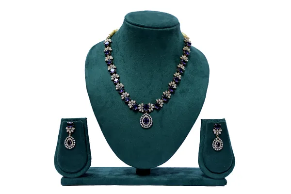 Floral_Designer_Blue_Stone_Sterling_Silver_Necklace_For_Women