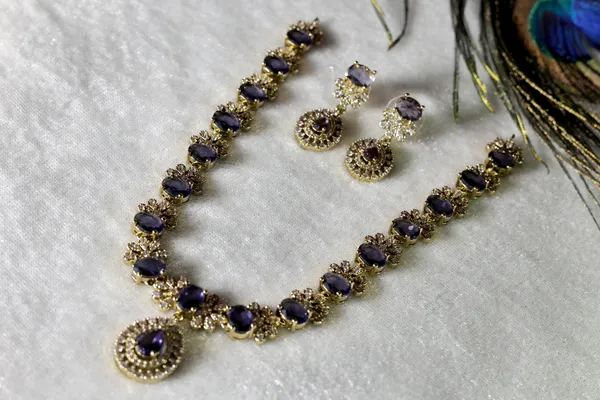 Floral_Designer_Blue_Stone_Sterling_Silver_Necklace_For_Women