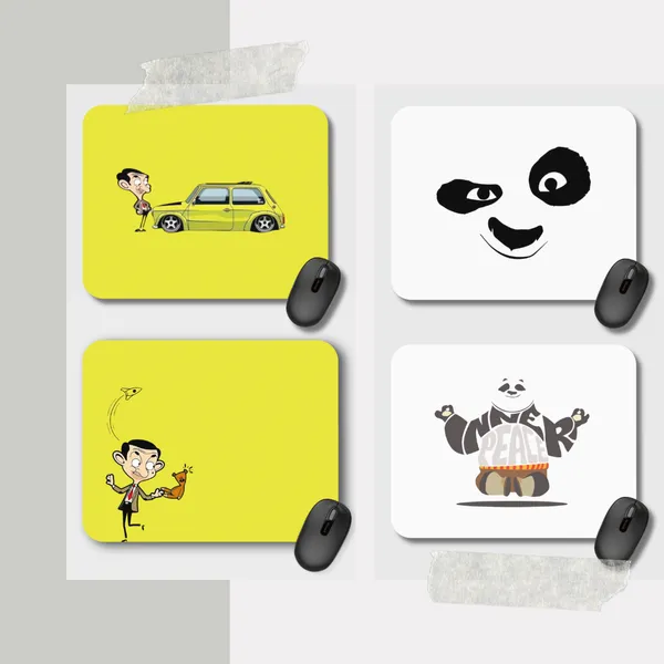Pack_of_4_Premium_Printed_Mouse_Pad_with_Smooth_Control_Surface__And__Non_Slip_Rubber_Base