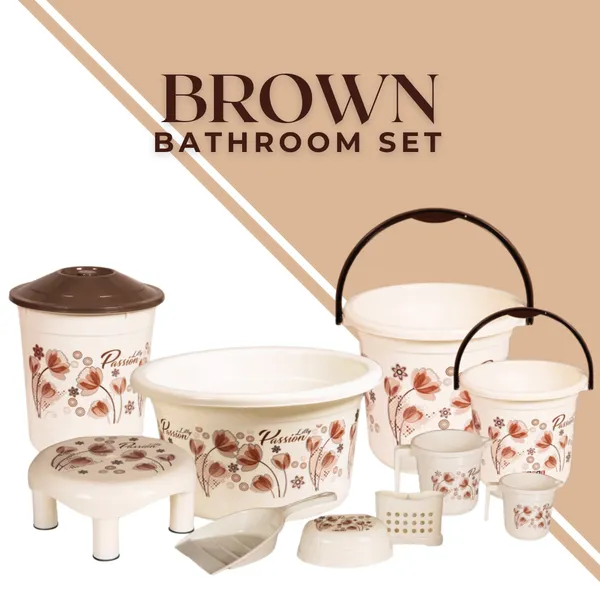 10_in_1_Bathroom_Organizer_Set_Brown_Design_with_20L_Bucket,_7L_Bucket,_22L_Tub,_11L_Dustbin_&_Accessories