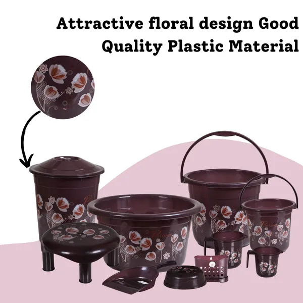 10_in_1_Premium_Plastic_Bathroom_Set_with_20L_Big_Bucket,_7L_Small_Bucket,_22L_Tub,_11L_Dustbin,_1L_&_1.5L_Mug,_Soap_Case,_Dustpan_&_5_Inch_Stool_–_Heavy_Duty_Floral_Bath_Accessories_Combo_for_Home