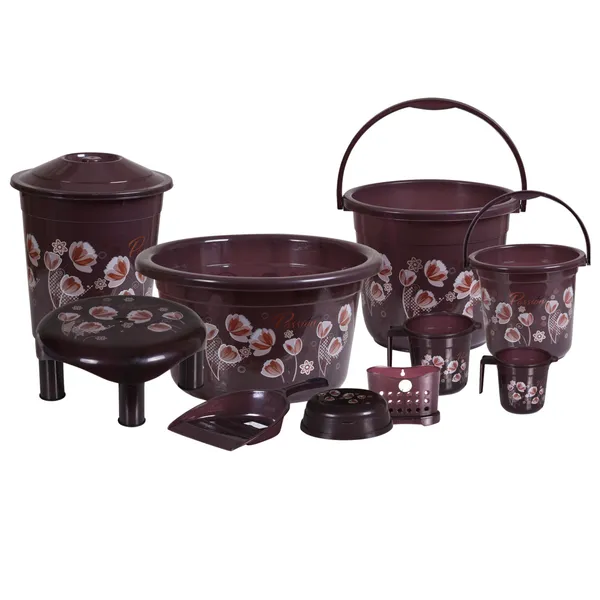 10_in_1_Premium_Plastic_Bathroom_Set_with_20L_Big_Bucket,_7L_Small_Bucket,_22L_Tub,_11L_Dustbin,_1L_&_1.5L_Mug,_Soap_Case,_Dustpan_&_5_Inch_Stool_–_Heavy_Duty_Floral_Bath_Accessories_Combo_for_Home