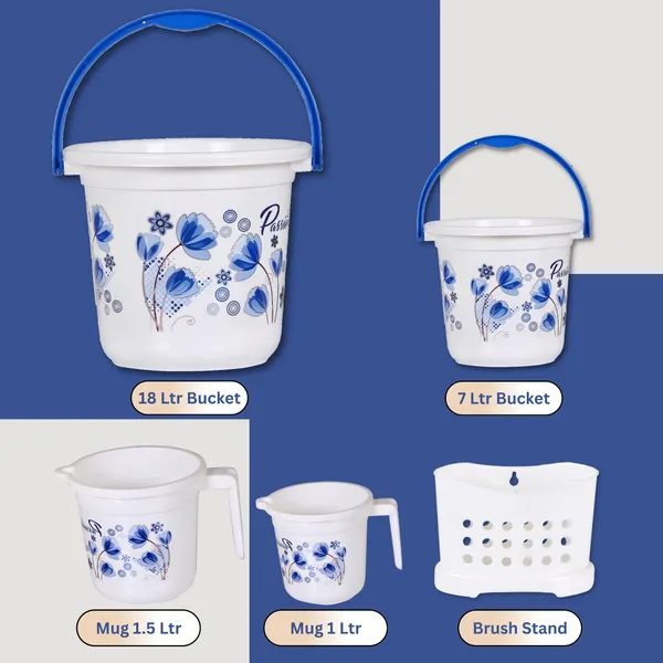 10_in_1_White_Blue_Floral_Bathroom_Set,_Unbreakable_Virgin_Plastic_Bath_Accessories_Combo,_Plastic_Bucket_Set_for_Bathroom_with_20L_&_7L_Buckets,_22L_Tub,_Dustbin,_Mug_Set,_Soap_Case,_Dustpan_&_Stool_for_Home