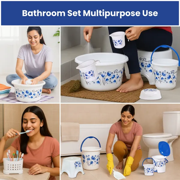 10_in_1_White_Blue_Floral_Bathroom_Set,_Unbreakable_Virgin_Plastic_Bath_Accessories_Combo,_Plastic_Bucket_Set_for_Bathroom_with_20L_&_7L_Buckets,_22L_Tub,_Dustbin,_Mug_Set,_Soap_Case,_Dustpan_&_Stool_for_Home