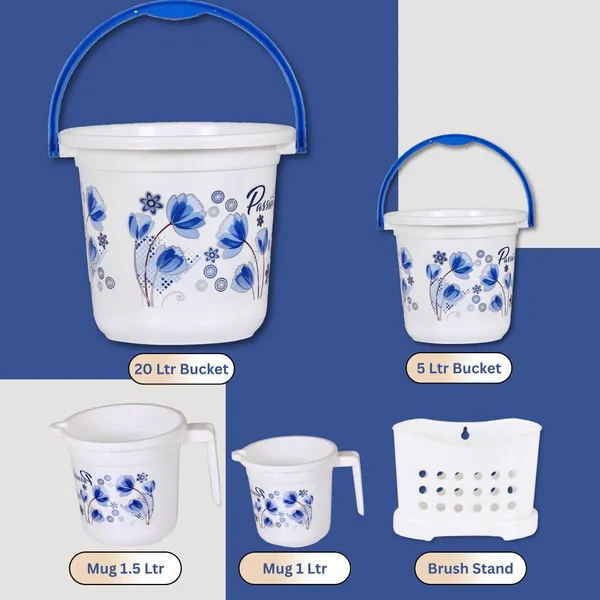 10_in_1_White_Blue_Floral_Bathroom_Set,_Unbreakable_Virgin_Plastic_Bath_Accessories_Combo_with_20L_&_7L_Buckets,_22L_Tub,_11L_Dustbin,_1L_&_1.5L_Mugs,_Soap_Case,_Dustpan_&_Stool