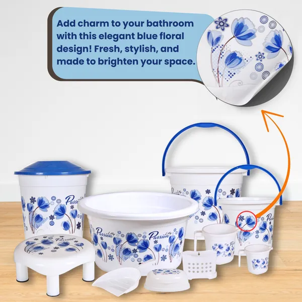 10_in_1_White_Blue_Floral_Bathroom_Set,_Unbreakable_Virgin_Plastic_Bath_Accessories_Combo_with_20L_&_7L_Buckets,_22L_Tub,_11L_Dustbin,_1L_&_1.5L_Mugs,_Soap_Case,_Dustpan_&_Stool