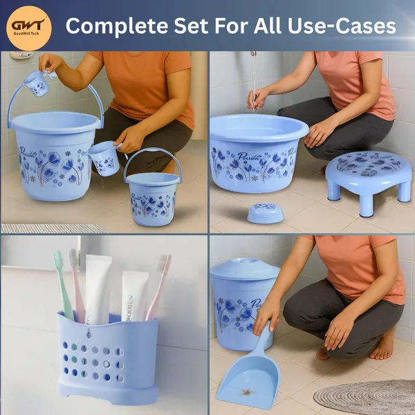 Blue_Bathroom_Set_20L/5L_Bucket,_11L_Pedal_Bin_&_Dustpan,_Patlo,_1.5L/1L_Mug,_Tub_22L_16_L_Plastic_Bucket