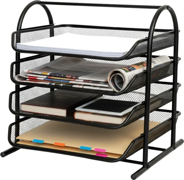 Black_4_Compartments_Metal_File_Organizer