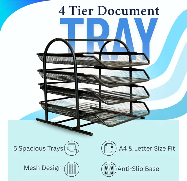 Black_4_Compartments_Metal_File_Organizer