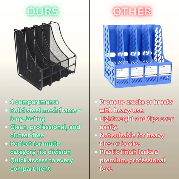 Black_4_Compartments_Metal_File_Rack,_File_Holder