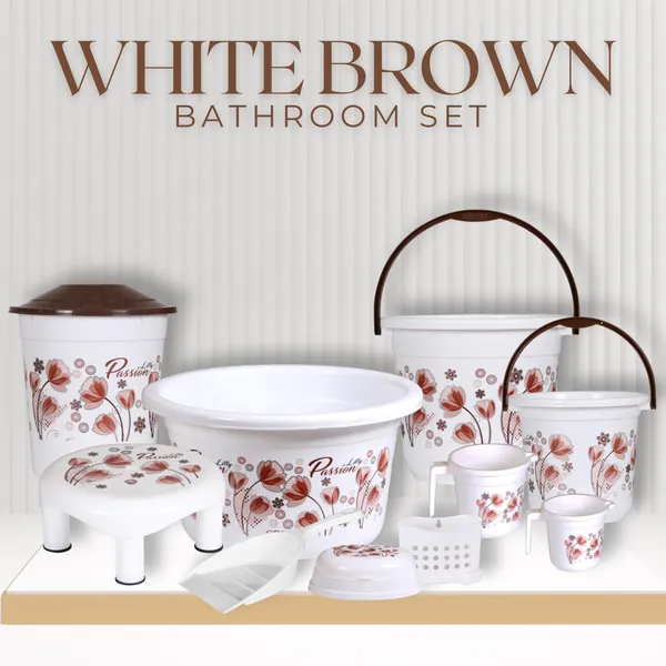 Heavy_Duty_10_in_1_White_Brown_Bathroom_Set_with_20_Litre_Big_Bucket,_7_Litre_Small_Bucket,_22L_Tub,_11L_Dustbin_&_Bath_Essentials