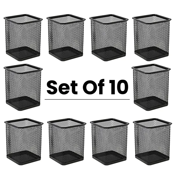 Black_10_Compartments_Metal_Mesh,_10_Pk_Square_Pen_Stand_Set_Ideal_For_Classroom_Supplies,_Libraries_&_Study_Halls
