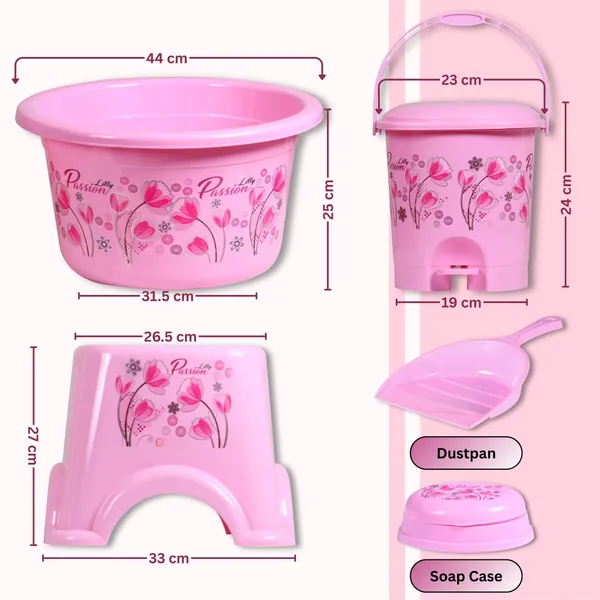 Pink_10_Piece_Bathroom_Set_Durable,_Lightweight_&_Unbreakable_Plastic_16_L_Plastic_Bucket