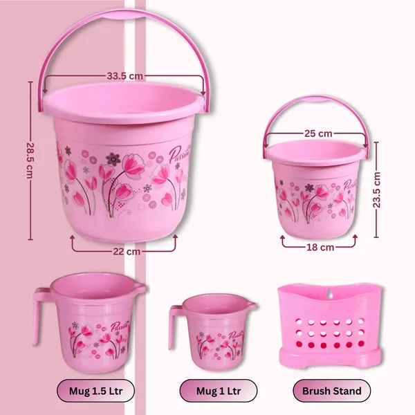 Pink_10_Piece_Bathroom_Set_Durable,_Lightweight_&_Unbreakable_Plastic_16_L_Plastic_Bucket