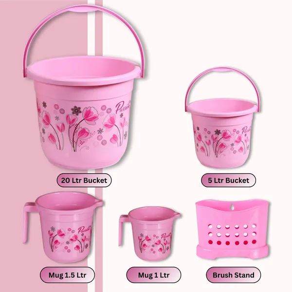 Pink_10_Piece_Bathroom_Set_Durable,_Lightweight_&_Unbreakable_Plastic_16_L_Plastic_Bucket
