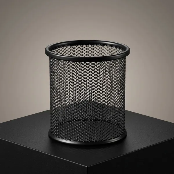 Black_12_Compartments_Metal_Mesh,_One_For_Every_Desk12_Round_Pen_Holders_For_Study_Tables,_Office_Desks_&_Home